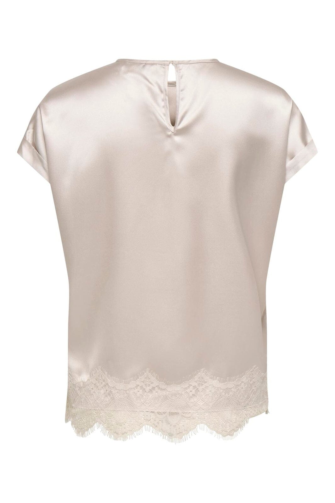 Only - Onlbella Ss Satin Lace Top - 5116501 Oatmeal Dtm Lace