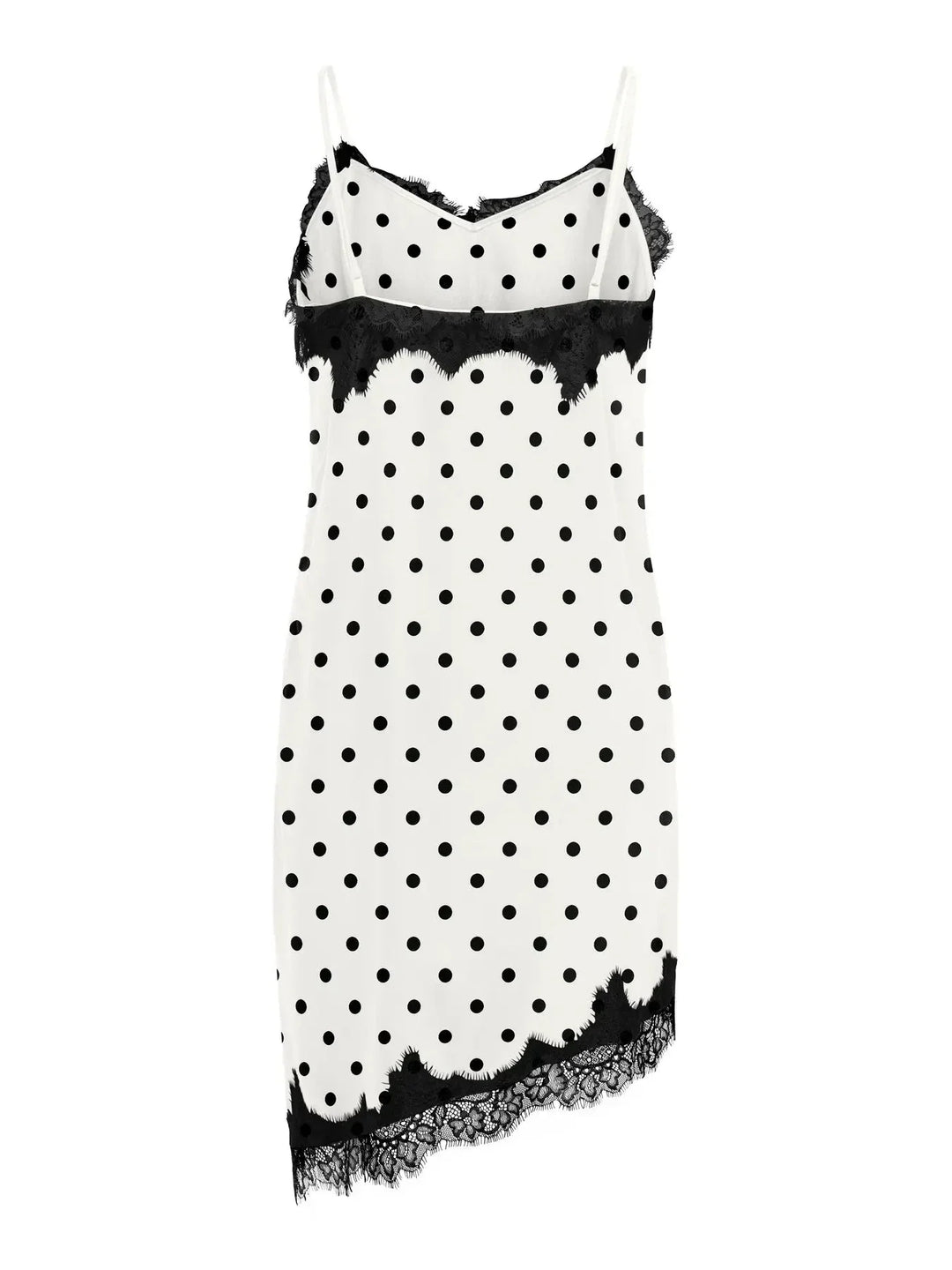 Only - Onlbella Strap Satin Lace Dress - 5126141 Cloud Dancer Black Dot And Black Lace Kjoler 