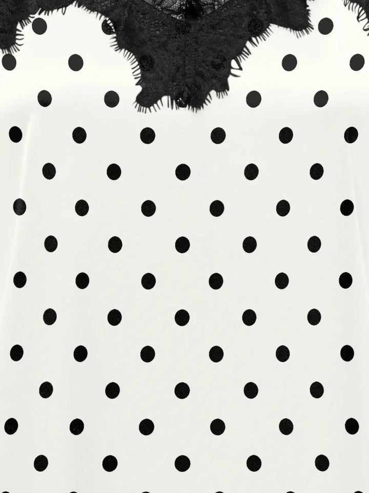 Only - Onlbella Strap Satin Lace Dress - 5126141 Cloud Dancer Black Dot And Black Lace Kjoler 