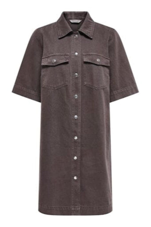 Only - Onlbelle-Silla S/S Button Dress - 4839775 Seal Brown Kjoler 