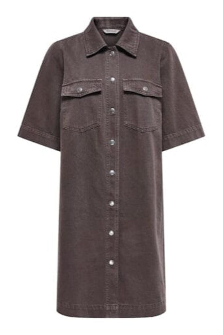 Only - Onlbelle-Silla S/S Button Dress - 4839775 Seal Brown Kjoler 