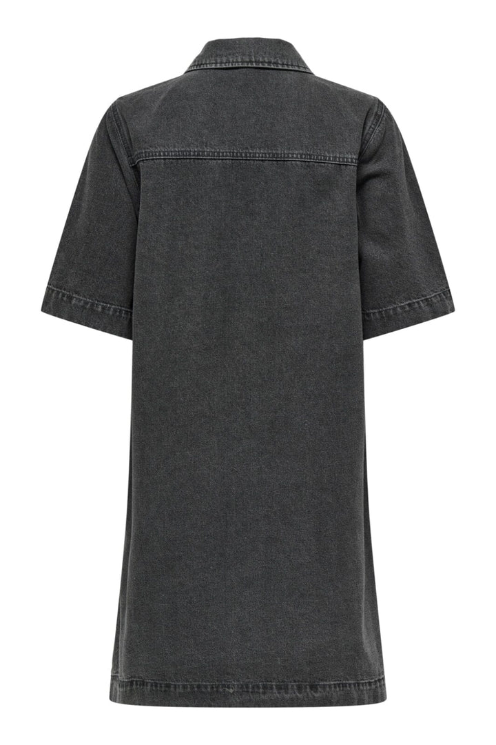 Only - Onlbelle S/S Button Dress Gua - 4717986 Washed Black