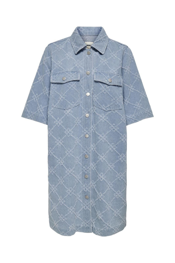 Only - Onlbelle S/S Button Print Dress Gua - 4531746 Light Blue Denim