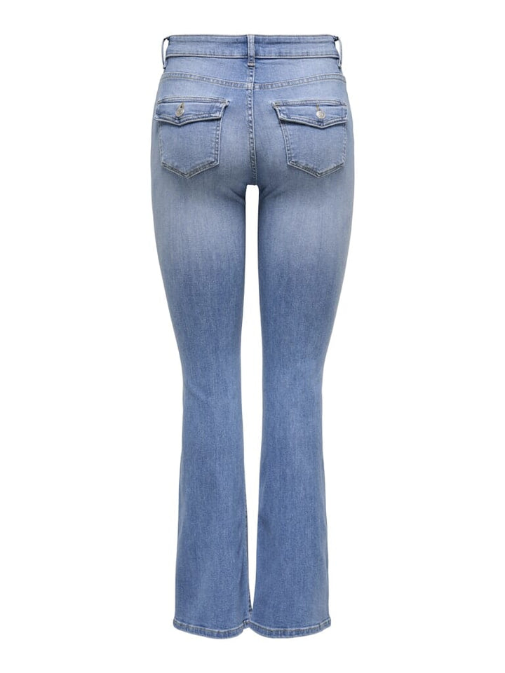 Only - Onlblush Back Pock Fla Tai222 Dnmnoos - 4665682 Medium Blue Denim Jeans 