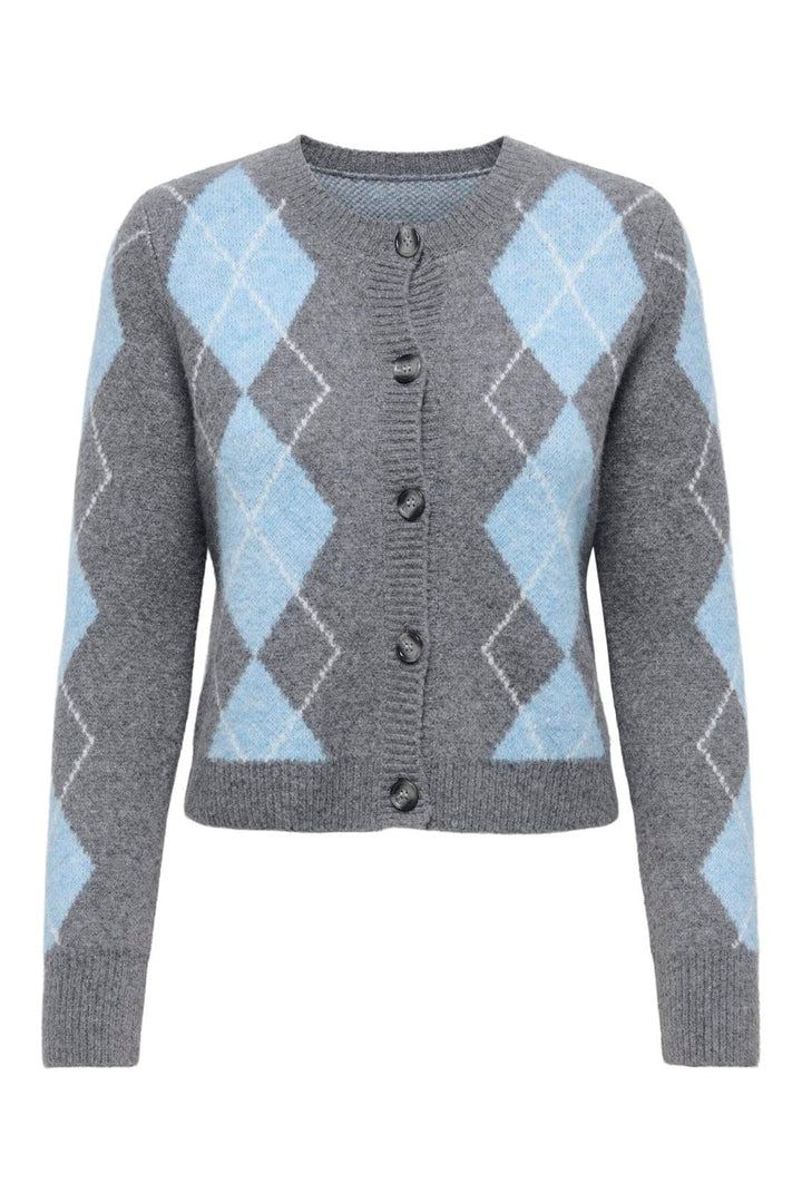 Only - Onlbrighton Life Ls Button Cardi Knt - 4960042 Medium Grey Melange Soft Chambray/Birch/Horn Button