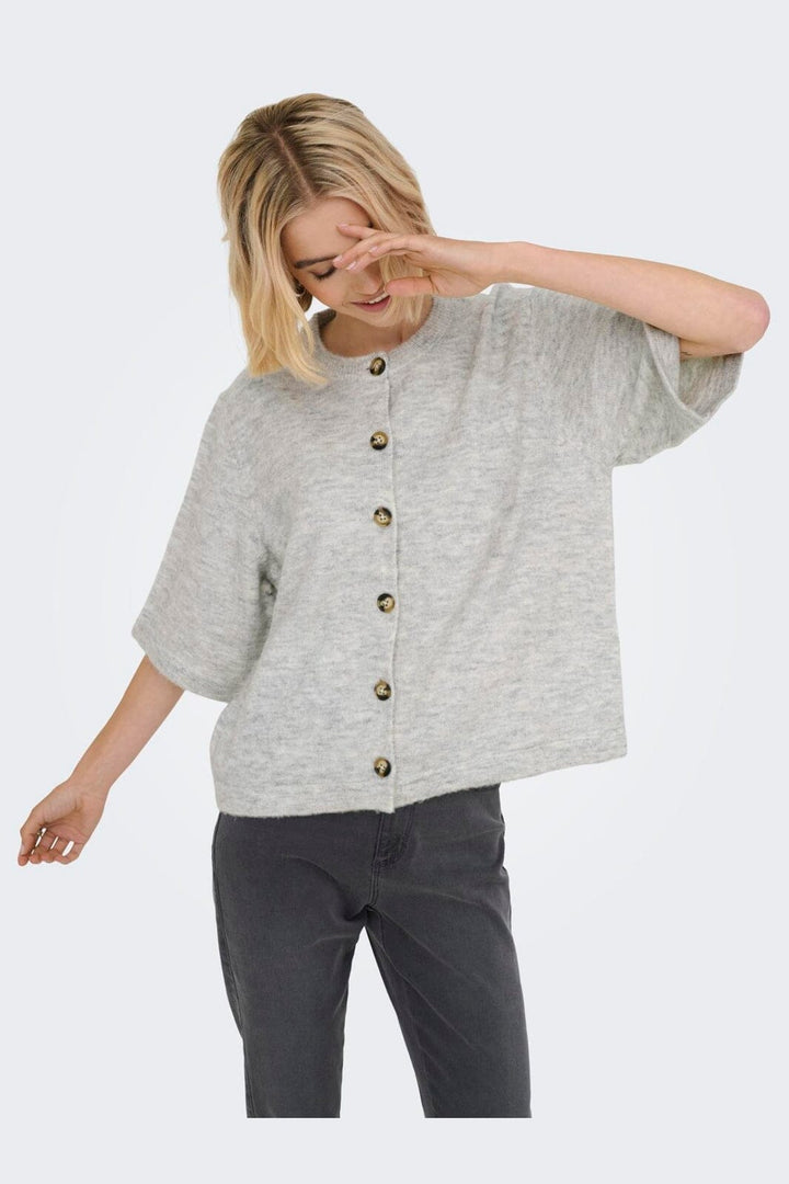 Only - Onlcamilla S/S Cardigan Knt - 4758829 Light Grey Melange