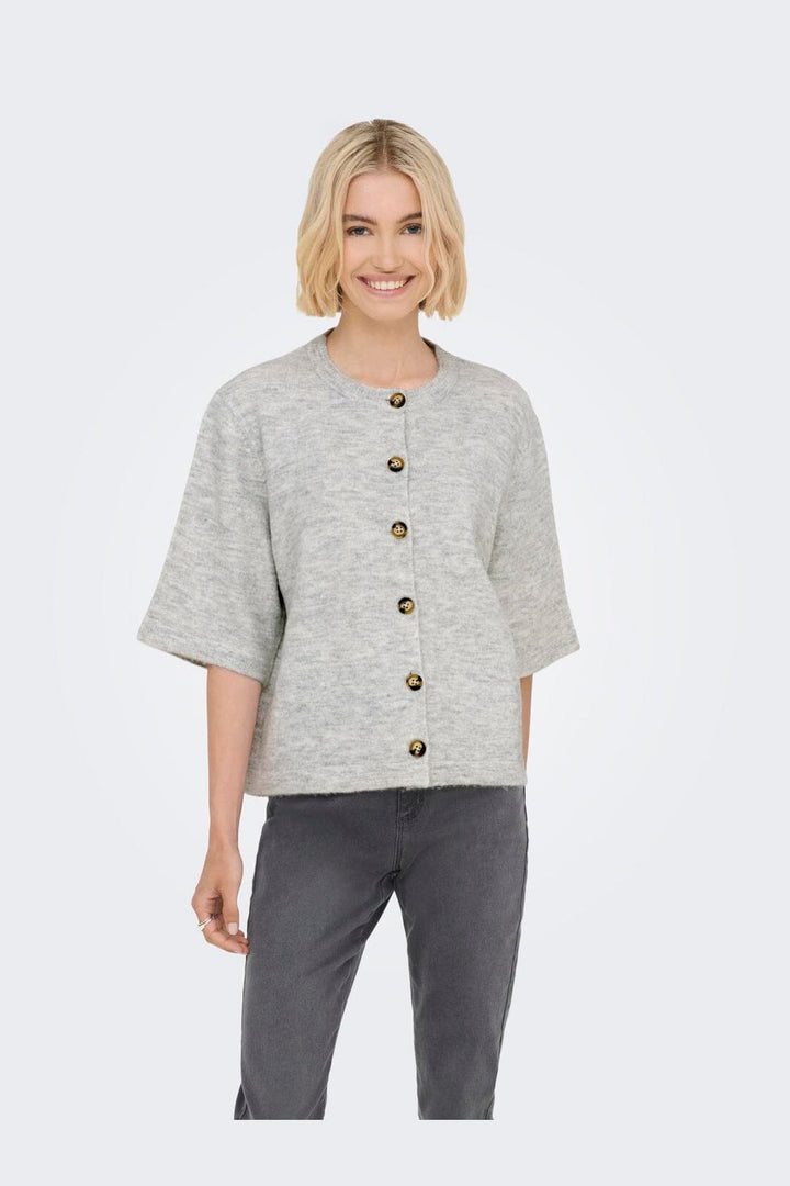 Only - Onlcamilla S/S Cardigan Knt - 4758829 Light Grey Melange