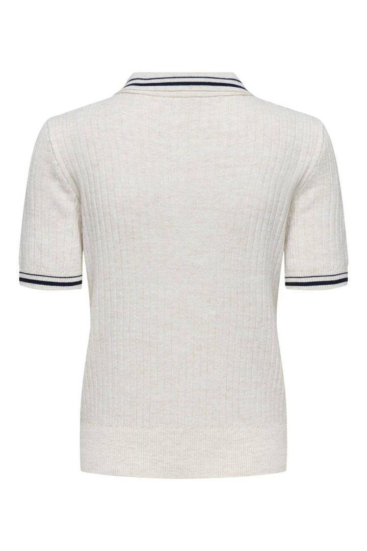 Only - Onlcanton Ss Polo Pull Knt - 4928058 Birch Melange/Fmop Button