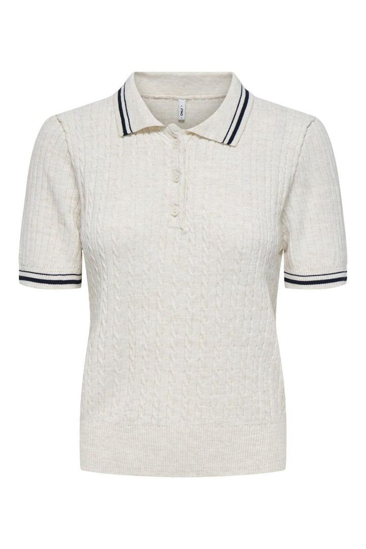 Only - Onlcanton Ss Polo Pull Knt - 4928058 Birch Melange/Fmop Button