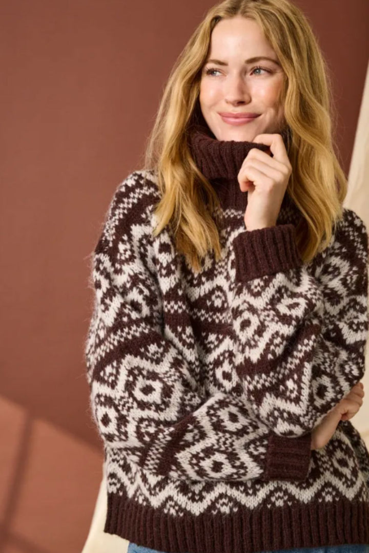 Only - Onlcarin Life Ls Jq Loose Rolln Knt - 4947850 Seal Brown Birch Strikbluser 