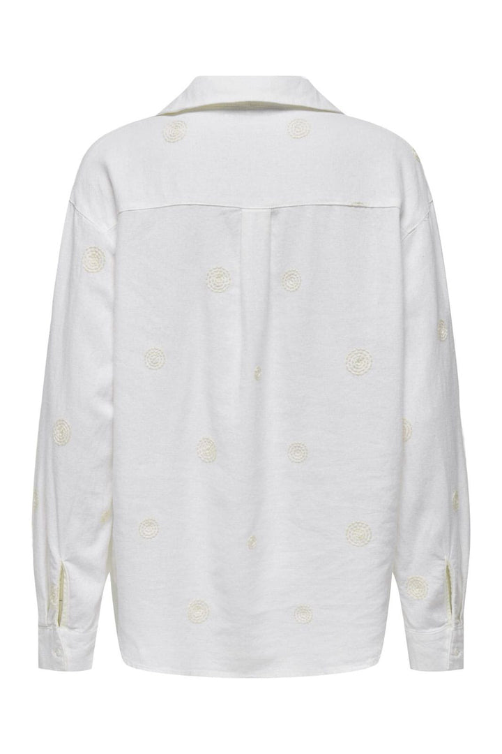 Only - Onlcaro L/S Linen Bl Emb Shirt Cc - 4652331 Bright White Pumice Stone Embroidery