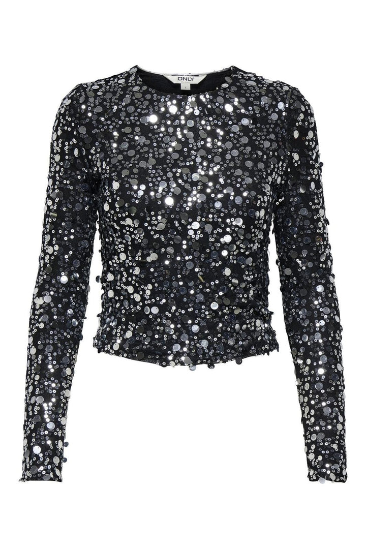 Only - Onlcatina Ls Sequins Top - 4866241 Silver
