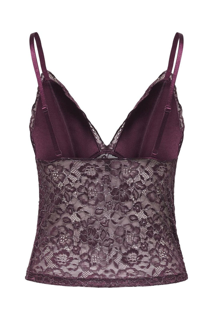 Only - Onlchloe Lace Glitter Singlet Top Acc - 4863310 Winetasting Silver-Lurex