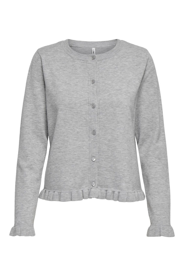 Only - Onlcinderel Ls Frill Cardigan Knt - 4979900 Light Grey Melange
