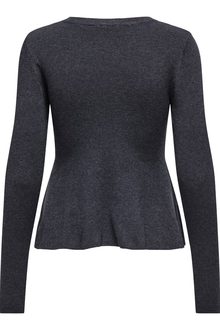 Only - Onlcoco Life Ls Rib Oneck Peplum Cc Knt - 4772493 Ombre Blue Melange Strikbluser 