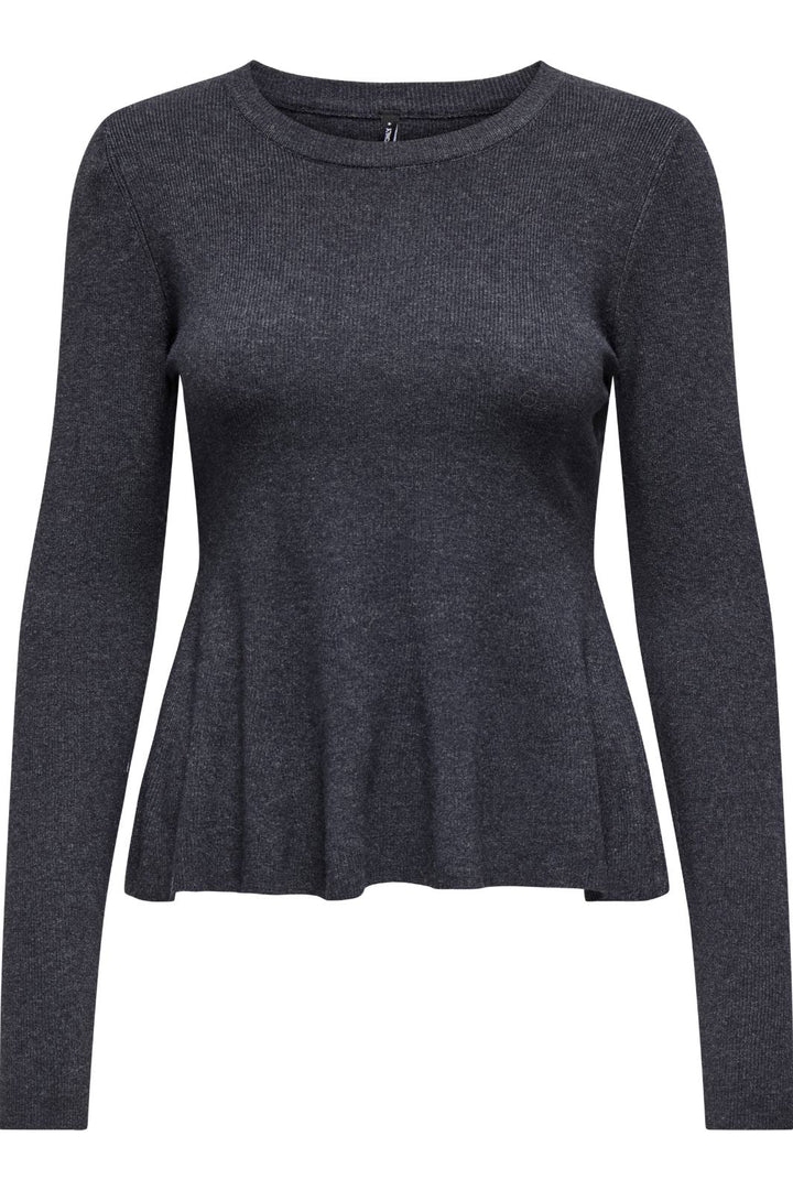 Only - Onlcoco Life Ls Rib Oneck Peplum Cc Knt - 4772493 Ombre Blue Melange Strikbluser 