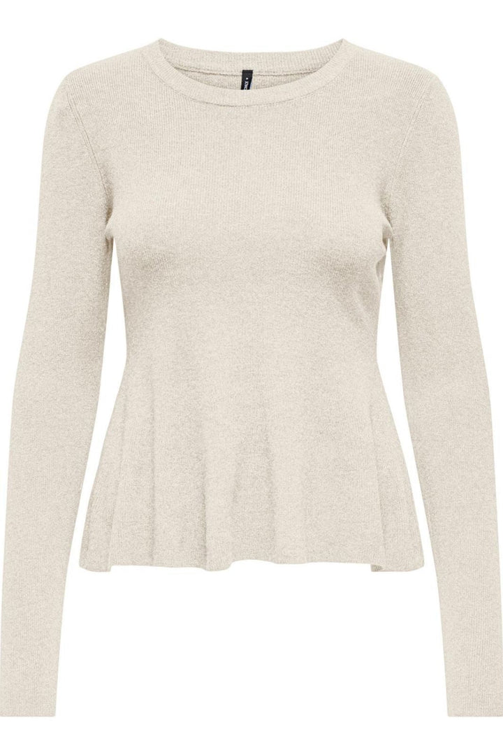 Only - Onlcoco Life Ls Rib Oneck Peplum Cc Knt - 4905144 Birch Strikbluser 