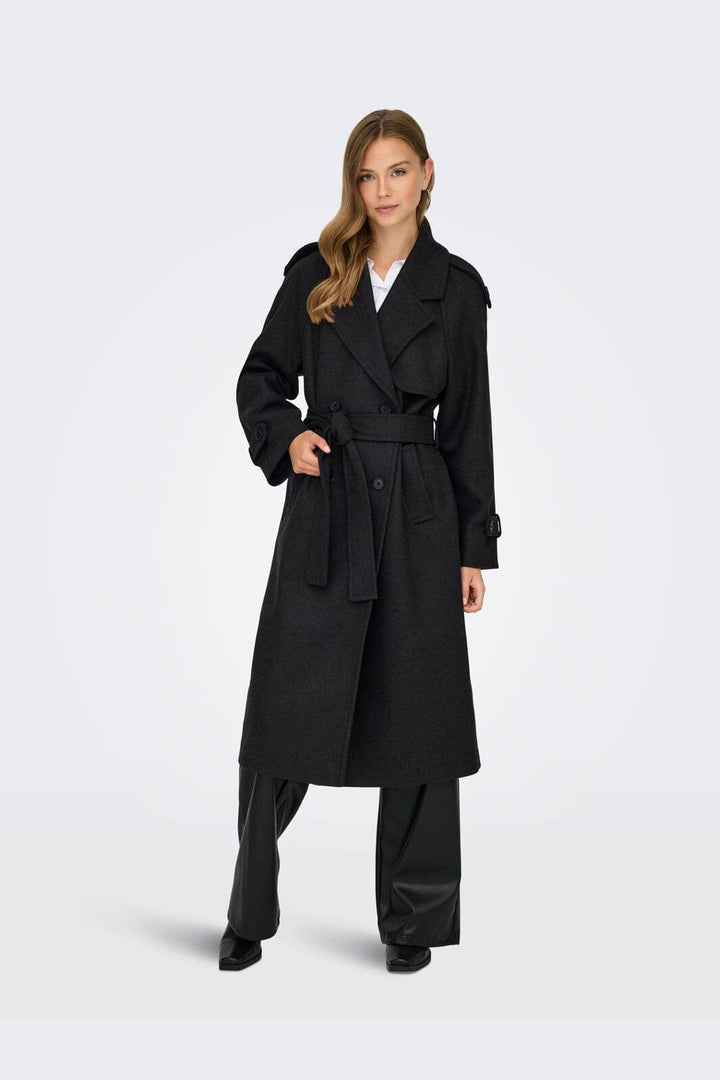 Only - Onldear-Trillion Long Belt Coat - 4732311 Dark Grey Melange