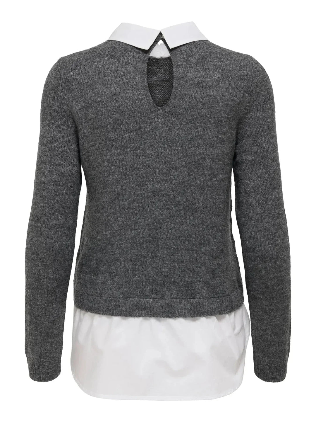 Only - Onldolly Ls Woven Mix Pearl Pull Cc Knt - 4807293 Medium Grey Melange W. Cloud Dancer Woven Mix Strikbluser 