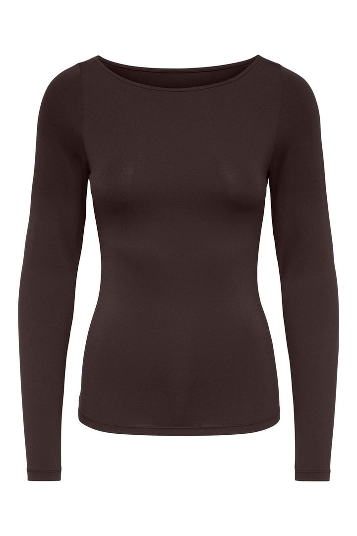 Only - Onlea L/S Boatneck Top - 5203218 Chocolate Torte