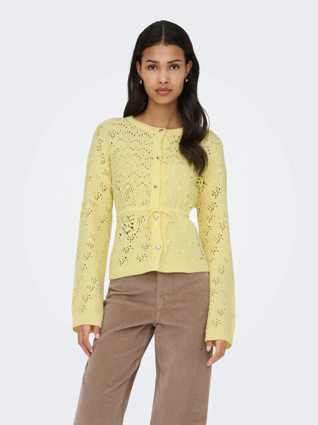 Only - Onlelke Life Ls Cardigan Cc Knt - 4976276 Sunlight Silver Heart Button Cardigans 