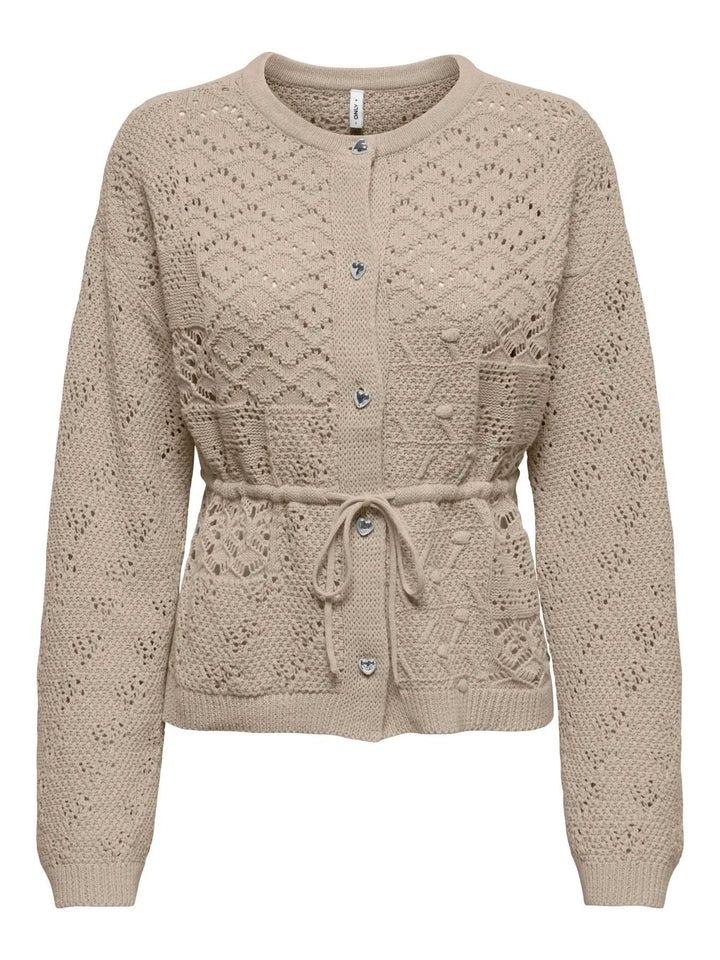 Only - Onlelke Life Ls Cardigan Cc Knt - 5049514 Oxford Tan Silver Heart Button Cardigans 
