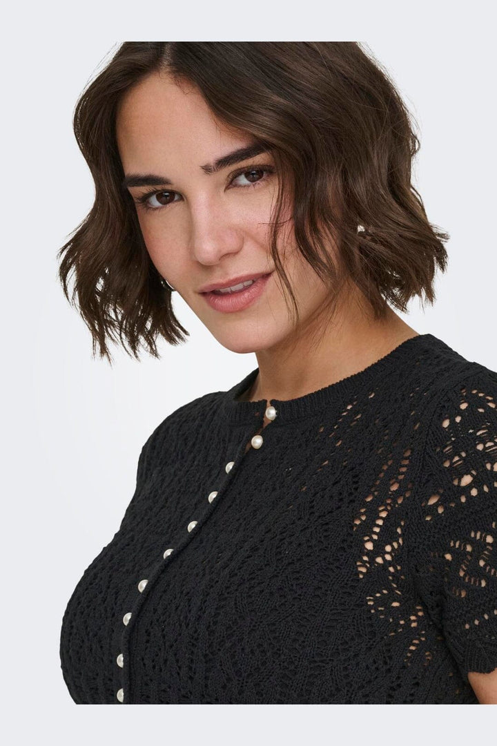 Only - Onlelke Life Ss Pearl Cardigan Cc Knt - 4981973 Black White Pearl