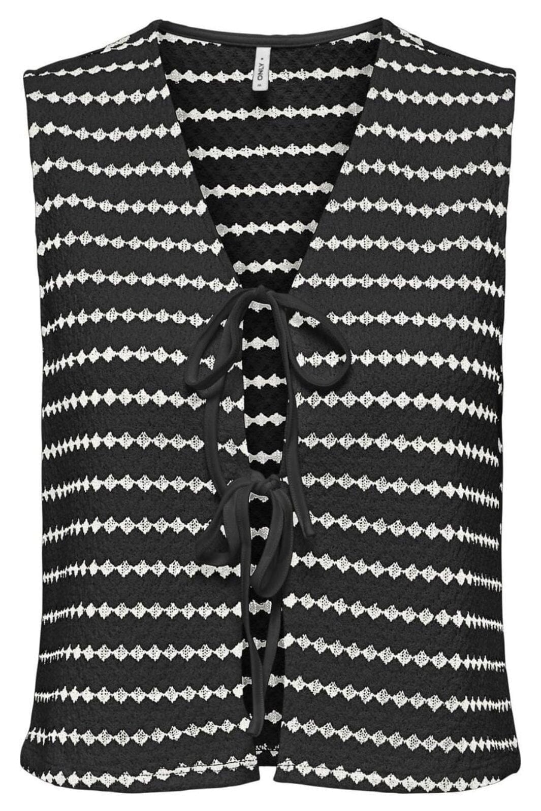 Only - Onleva S/L Short Stripe Vest - 4793189 Black Cloud Dancer Cardigans 