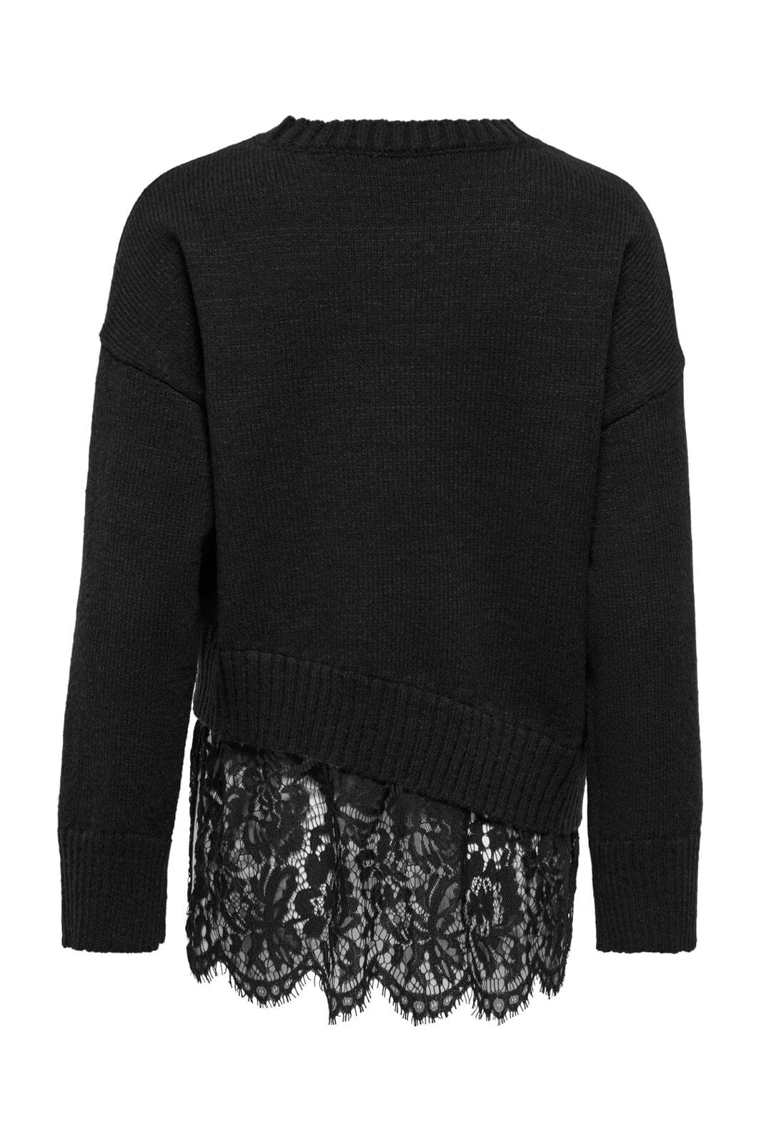 Only - Onlevie Ls Lace Mix O-Neck Knt - 5137519 Black Black Lace