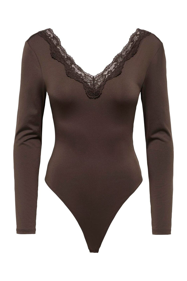 Only - Onlfern L/S V-Neck Bodystocking - 5116984 Coffee Bean