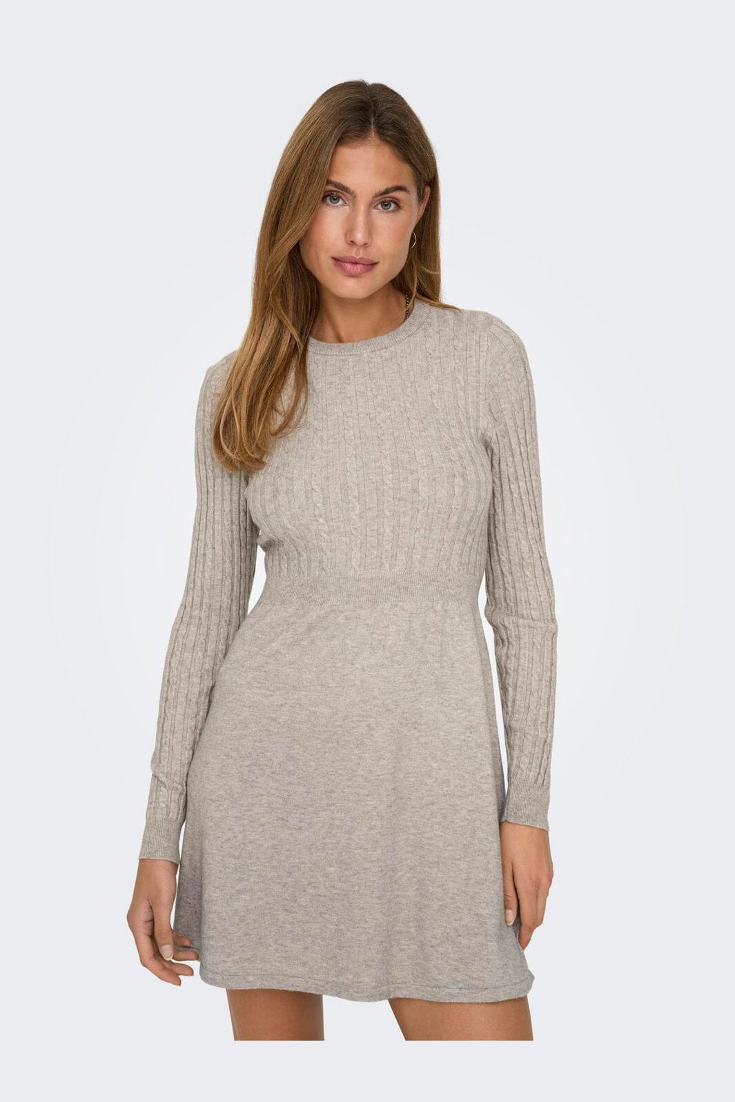 Only - Onlfia Life Ls Cable Dress Knt - 4338442 Weathered Teak Melange