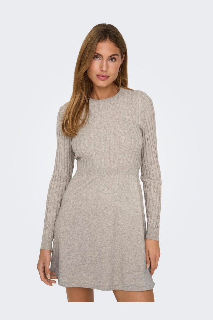 Only - Onlfia Life Ls Cable Dress Knt - 4338442 Weathered Teak Melange