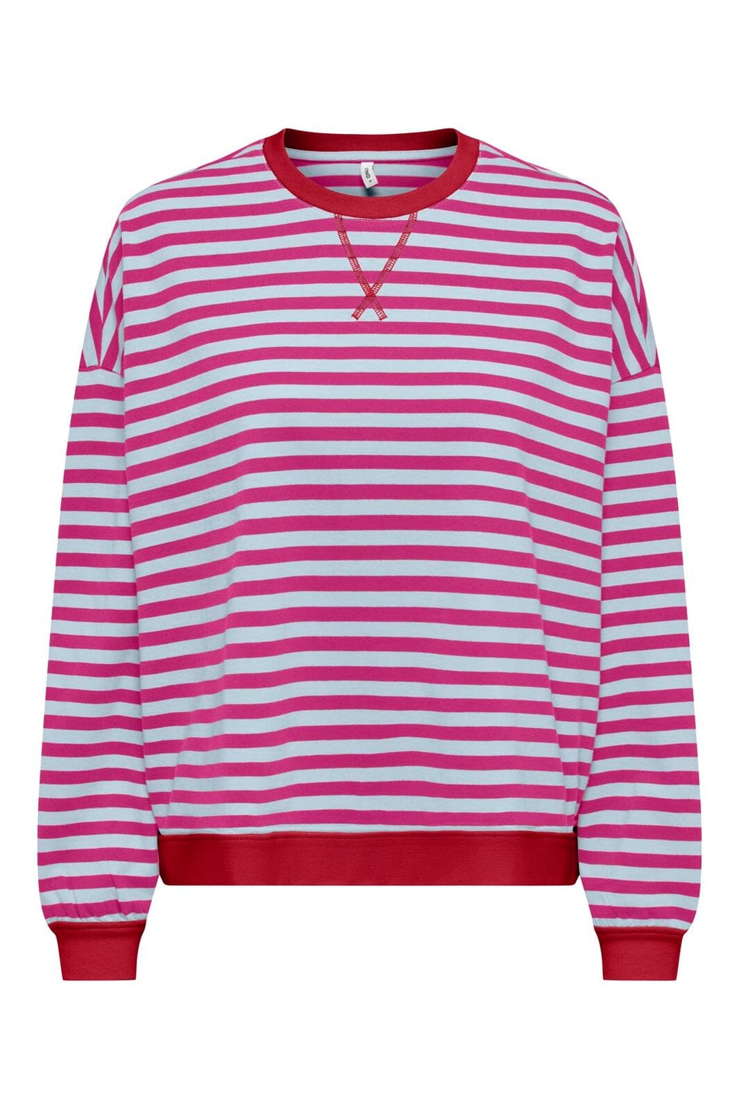 Only - Onlfreja L/S Loose Top - 5136213 Scooter Ballad Blue W. Contrast Fuchsia Red