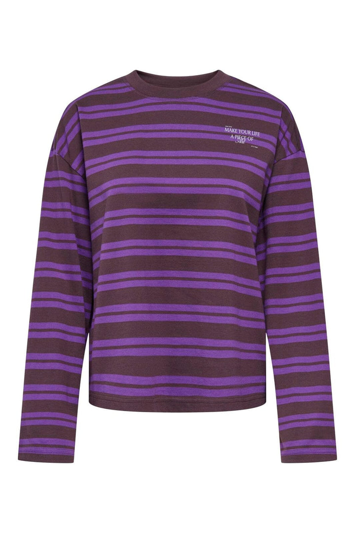Only - Onlfreja L/S Stripe Top Cc - 5128183 Plum Perfect Freja New Autumn (Pansy) + Poetry Print