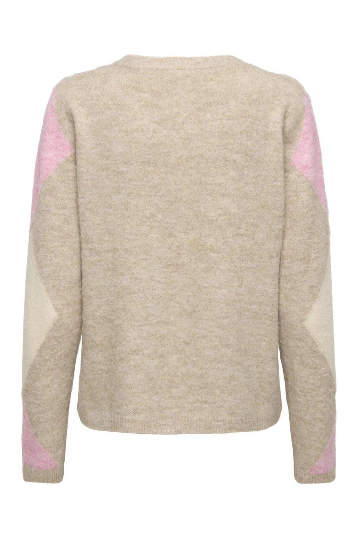 Only - Onlfrida Ls Oneck Button Cardi Knt - 4968126 String Roman Rose/Birch/Mel/Gold Buttons