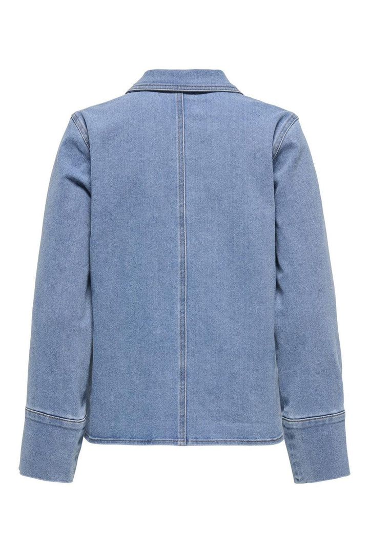 Only - Onlfrida Ls Zip Shirt Gua - 4879773 Light Medium Blue Denim