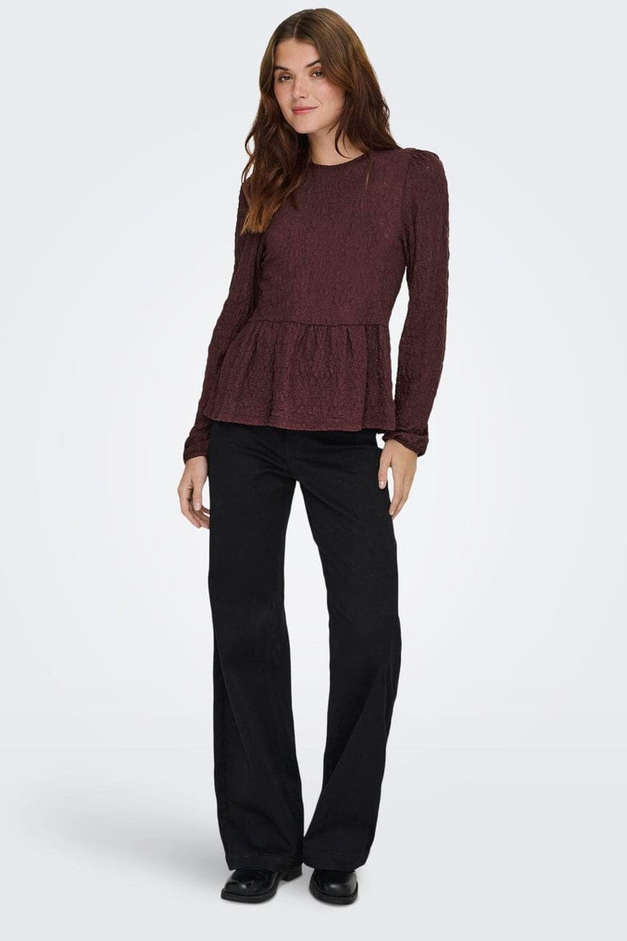 Only - Onlgiavanna L/S Peplum Top - 4915823 Decadent Chocolate