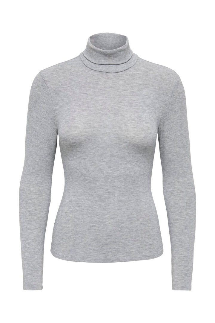 Only - Onlglamour L/S Roll-Neck Top - 5090760 Light Grey Melange