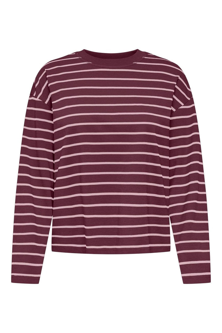 Only - Onlhappy L/S O-Neck Stripe Tee - 5203236 Fig Pale Lilac Lena