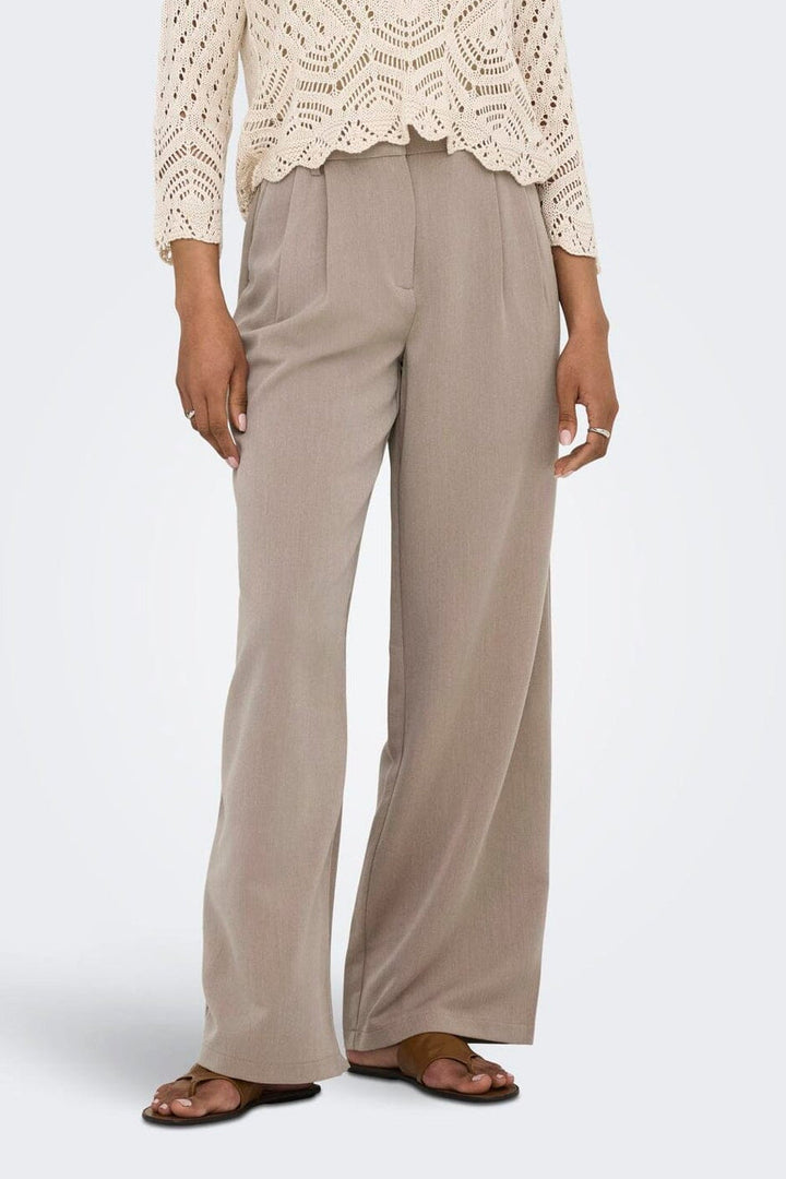 Only - Onlhattie Pleat Str Pant Tlr - 4716687 Taupe Gray Melange
