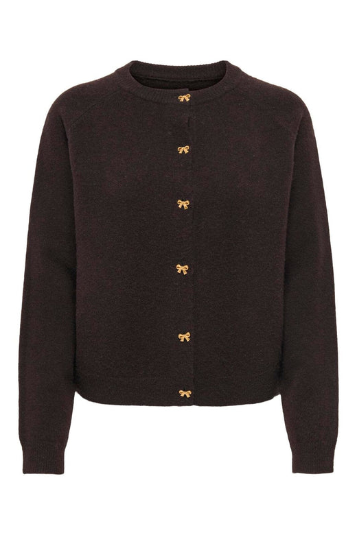 Only - Onlhoney Life Ls Button Cardigan Knt - 5059867 Mole Gold Bow Buttons