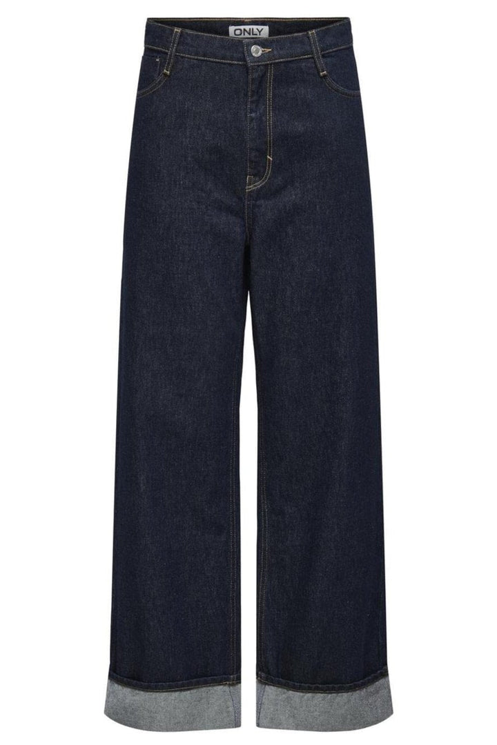 Only - Onlhope Wide Fold Up Rinse Cro - 4740254 Dark Blue Denim Rinse