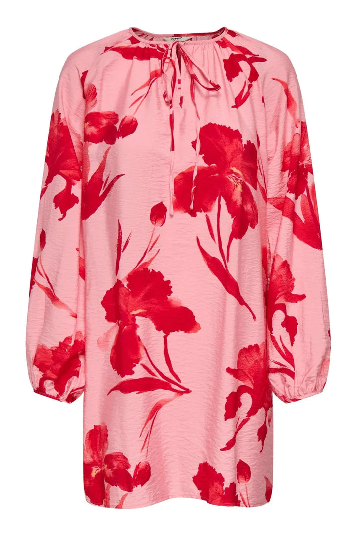 Only - Onlhyaci L/S String Short Dress - 4995379 Pink Icing Big Red Kjoler 