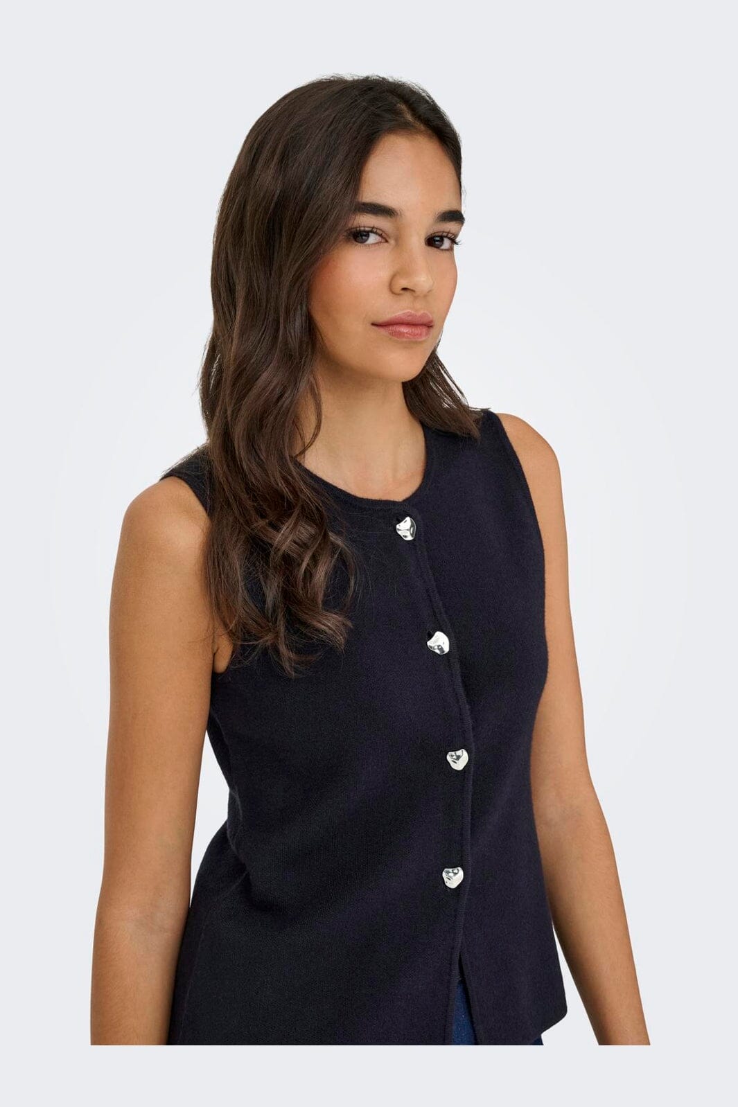 Only - Onlibi Button Sl Vest Cc Knt - 4947079 Night Sky Silver Button
