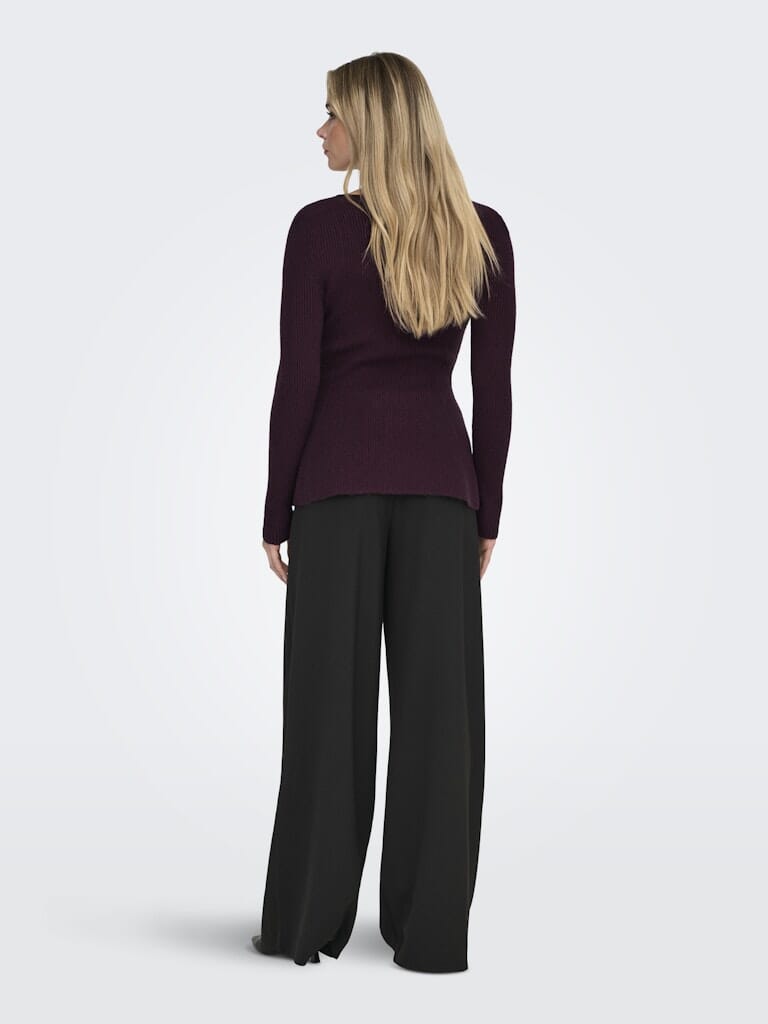 Only - Onlibi Life Ls V-Neck Rib Peplum Cc Knt - 5021071 Port Royale Strikbluser 