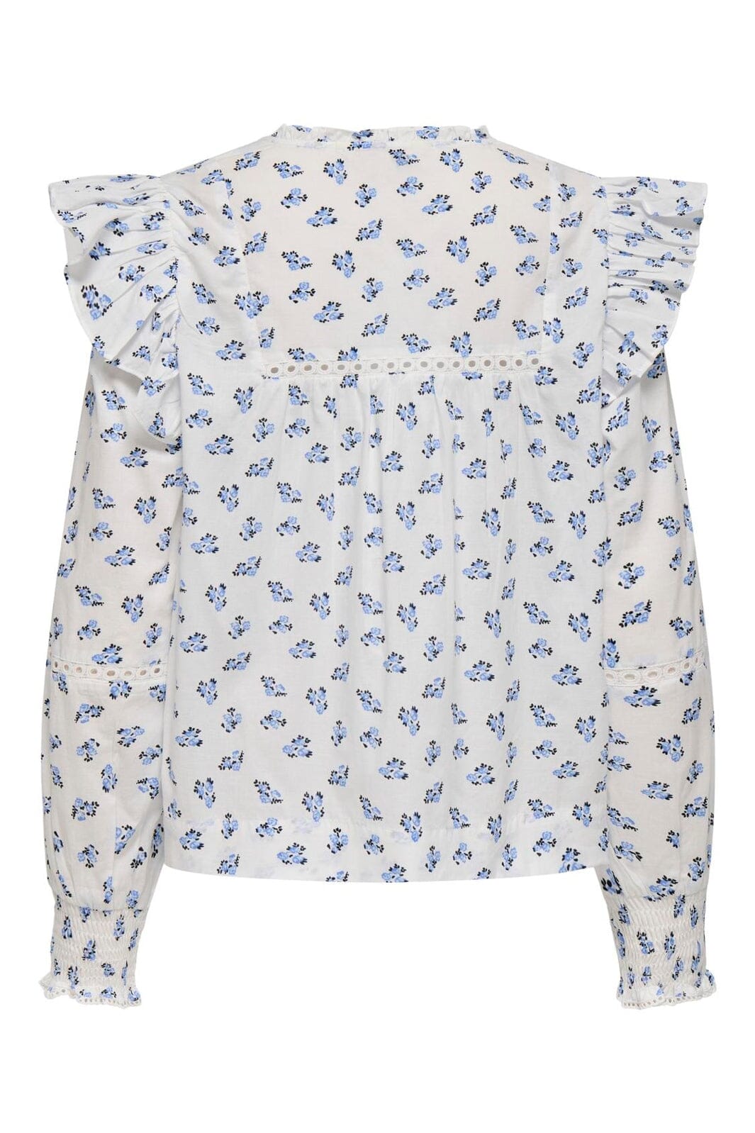 Only - Onlidris Ls Frill Tape Top - 4958053 Cashmere Blue Mini Floral
