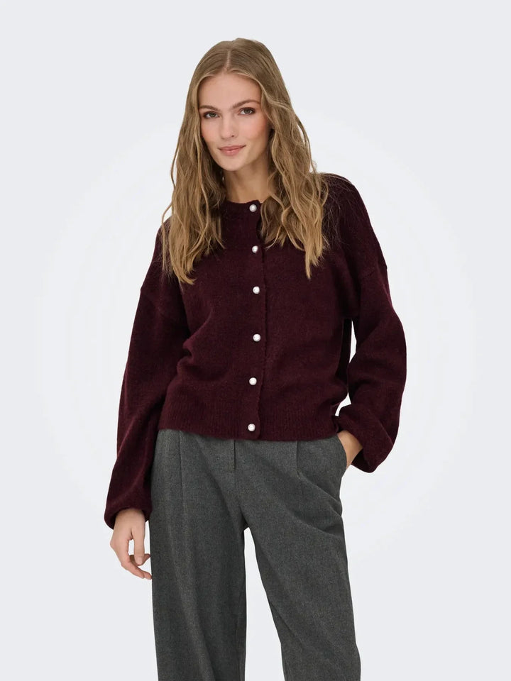 Only - Onlisabella L/S Cardigan Knt - 4902709 Winetasting Melange Cardigans 