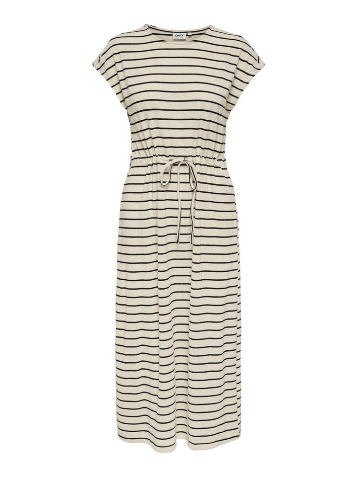 Only - Onljana S/S O-Neck Dress Swt - 4774968 Cloud Dancer Black