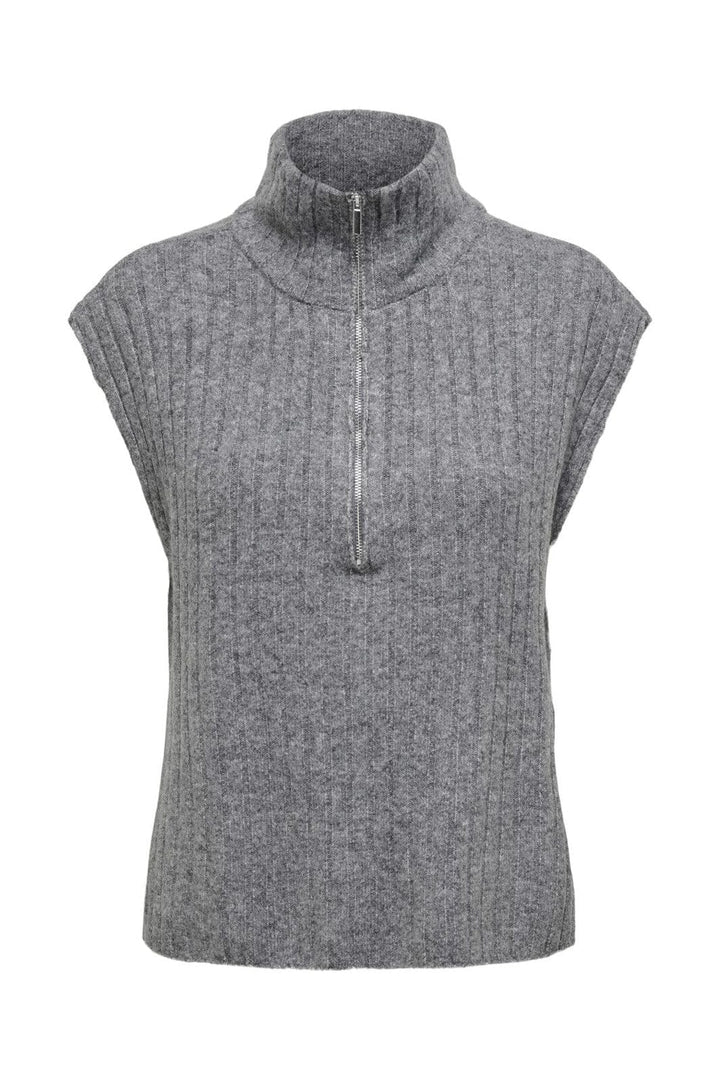 Only - Onljeanett Life Sl Rib Highneck Cc Knt - 4774533 Medium Grey Melange