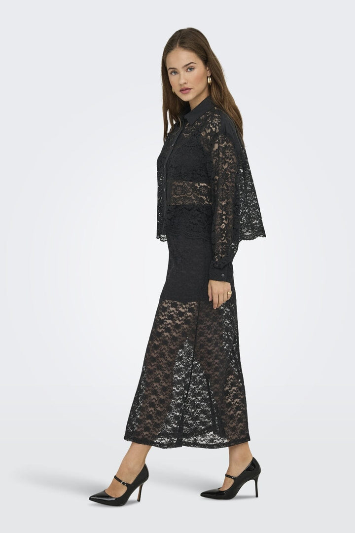 Only - Onljilli Lace Mix Shirt - 4847004 Black